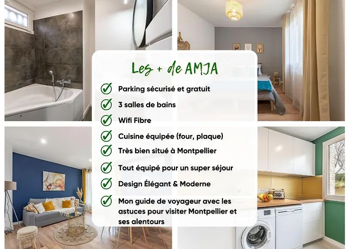 Amja Proche Clinique Saint-roch 3 3 Salles De Bain Parking Gratuit Ideal Famille Groupe Coworking 10 Min Centre 10 Min 5 Min Sortie Autoroute Apartman Montpellier
